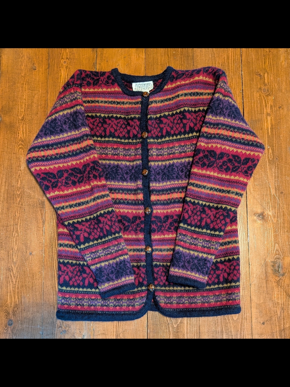 Vintage Jacob Fair Isle Wool Knit Cardigan
